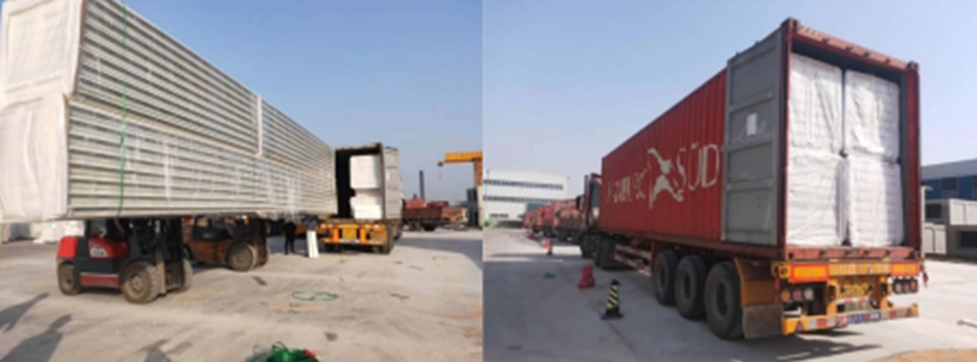 Box Rib Pu sandwich panels packing
