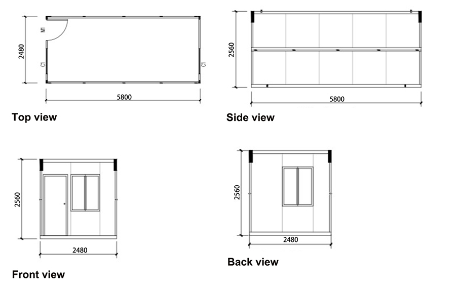Foldable container house drawing