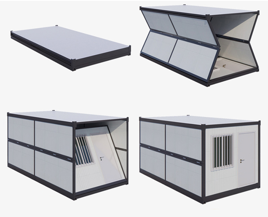The folding of X Folding Container House The folding of X Folding Container House