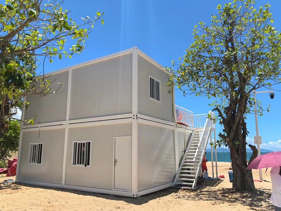 Container house by beach
