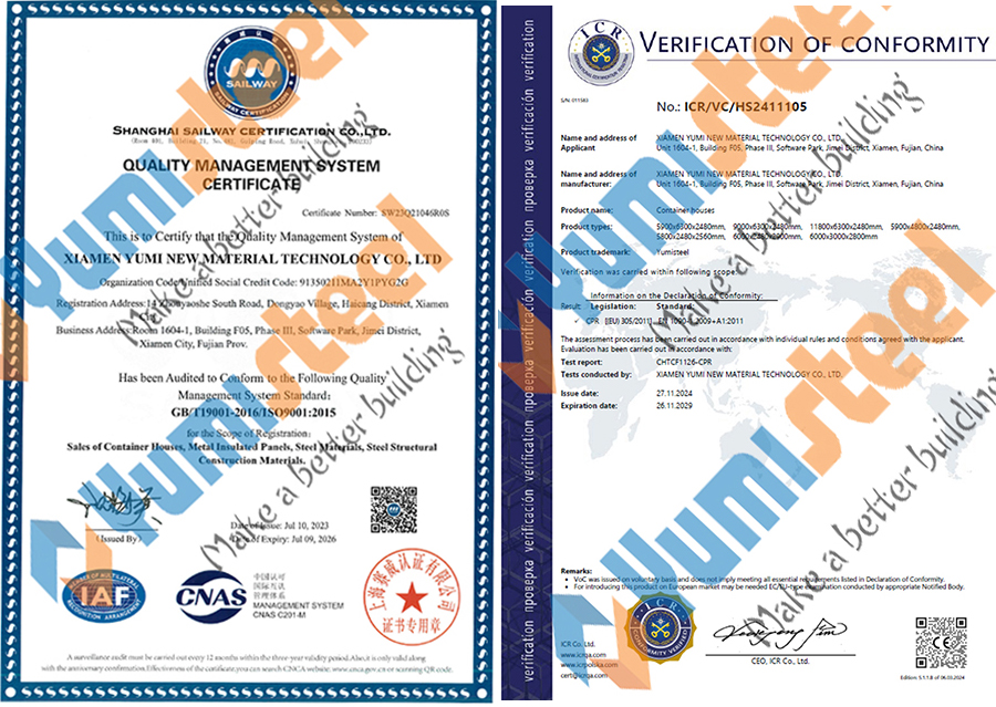 Container House certificate Container House certificate