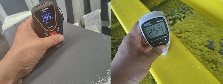 Steel structure surface paint thickness inspection